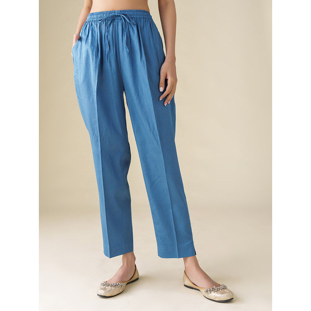 Mushio Blue Cotton Silk Pants