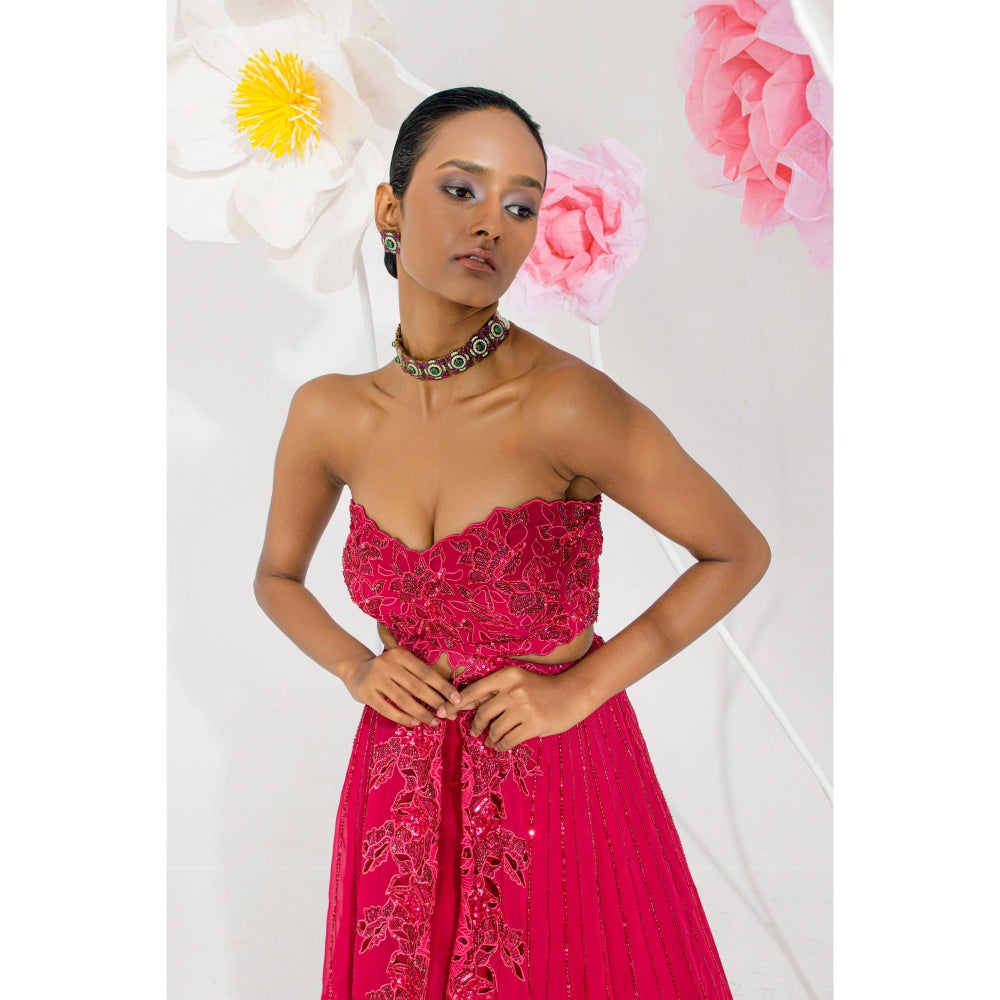 Muskan Aggarwal Nurvi Pink Embellished Top and Lehenga (Set of 2)