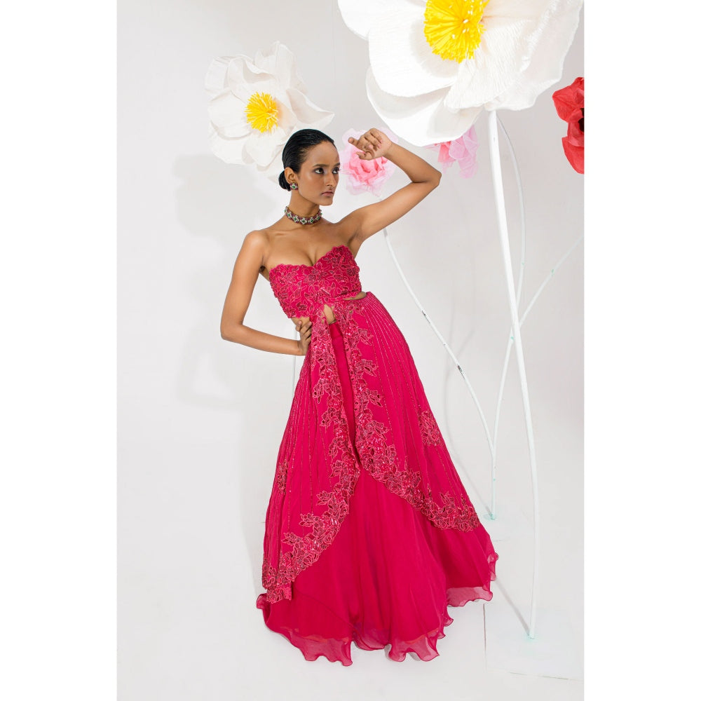 Muskan Aggarwal Nurvi Pink Embellished Top and Lehenga (Set of 2)