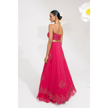 Muskan Aggarwal Nurvi Pink Embellished Top and Lehenga (Set of 2)