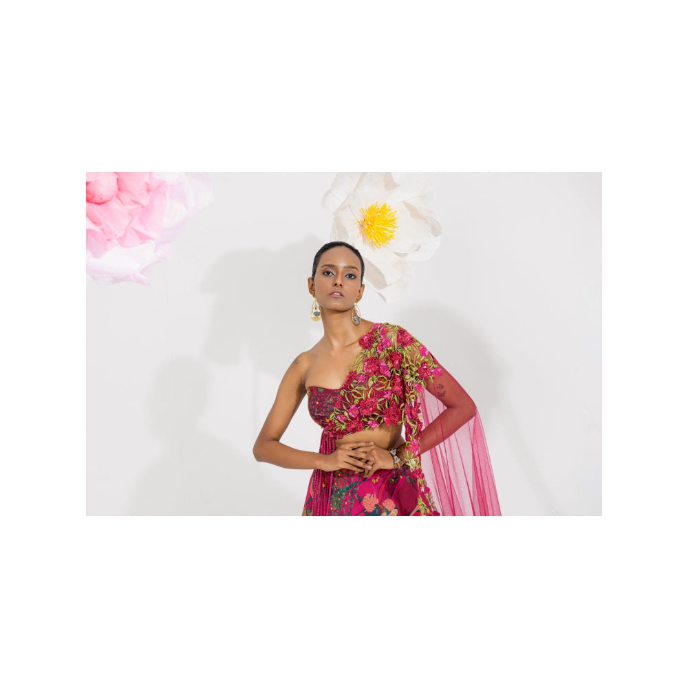 Muskan Aggarwal Amelia Pink Embellished Blouse and Lehenga (Set of 2)