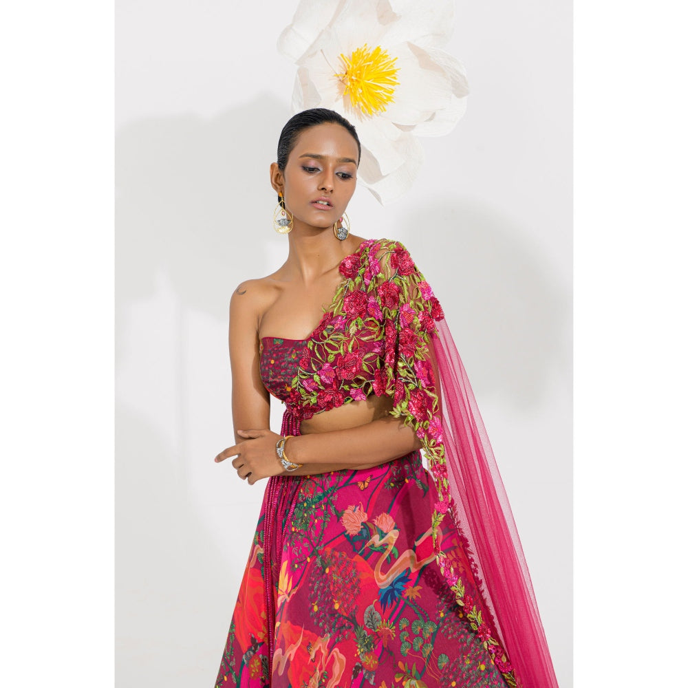 Muskan Aggarwal Amelia Pink Embellished Blouse and Lehenga (Set of 2)