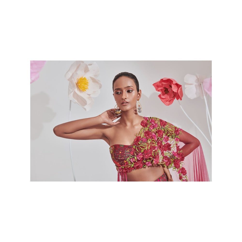 Muskan Aggarwal Amelia Pink Embellished Blouse and Lehenga (Set of 2)