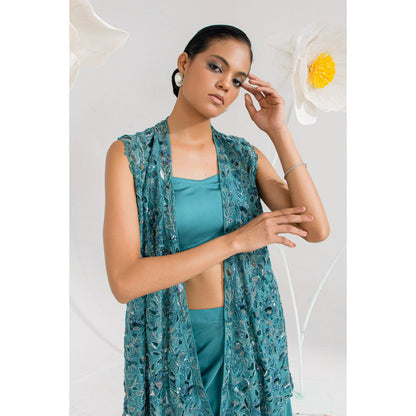 Muskan Aggarwal Zarah Embellished Bustier with Skirt and Jacket (Set of 3)