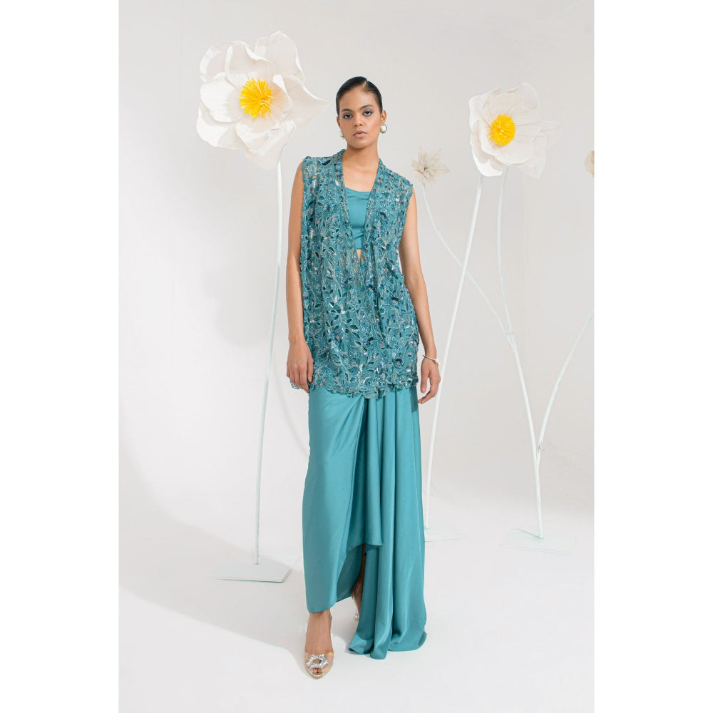 Muskan Aggarwal Zarah Embellished Bustier with Skirt and Jacket (Set of 3)