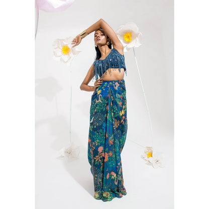 Muskan Aggarwal Alana Floral Embellished Blouse with Skirt and Dupatta (Set of 3)