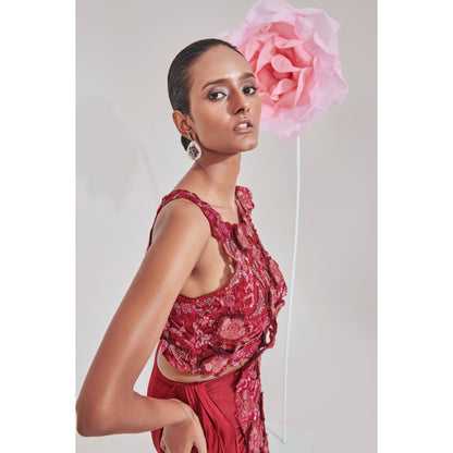 Muskan Aggarwal Ayka Embellished Pre Drape Saree and Stitched Blouse