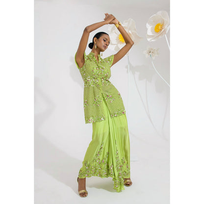 Muskan Aggarwal Nargis Embellished Peplum Top and Skirt (Set of 2)
