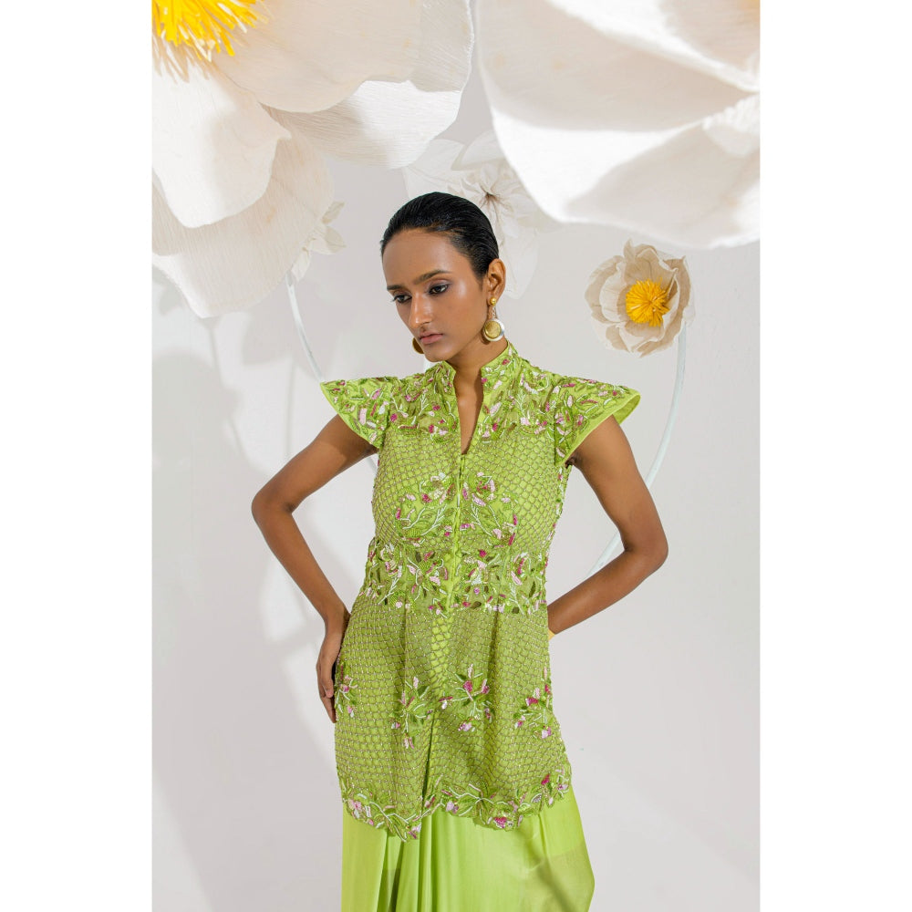 Muskan Aggarwal Nargis Embellished Peplum Top and Skirt (Set of 2)