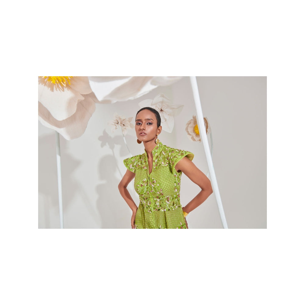 Muskan Aggarwal Nargis Embellished Peplum Top and Skirt (Set of 2)