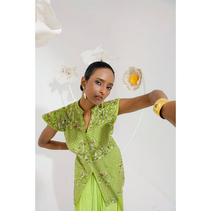 Muskan Aggarwal Nargis Embellished Peplum Top and Skirt (Set of 2)