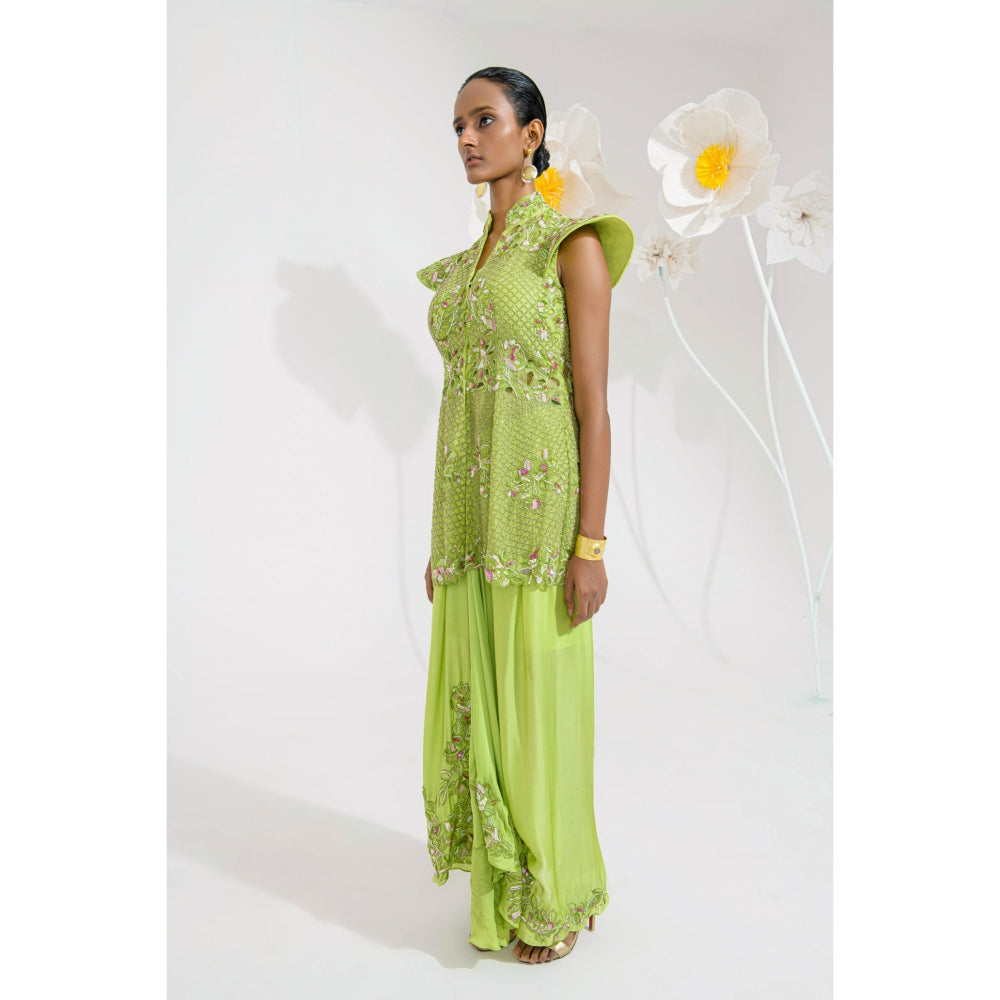 Muskan Aggarwal Nargis Embellished Peplum Top and Skirt (Set of 2)