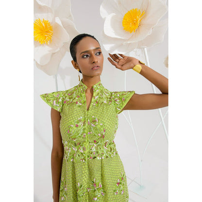Muskan Aggarwal Nargis Embellished Peplum Top and Skirt (Set of 2)