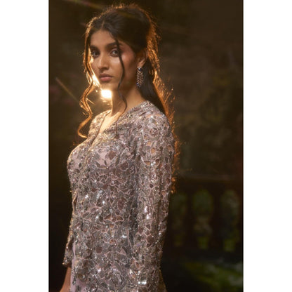 Muskan Aggarwal Fiza Embroidered Pink Jacket with Flared Lehenga