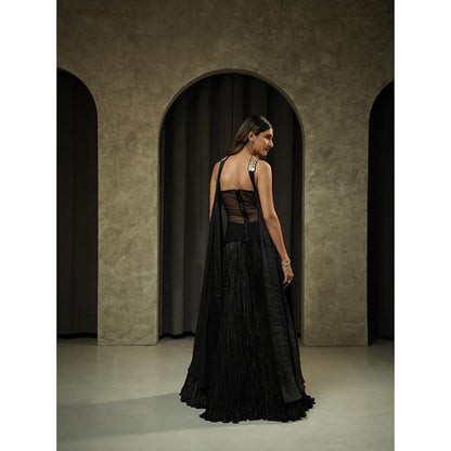 Muskan Aggarwal Black Corset Top with Lehenga and Dupatta