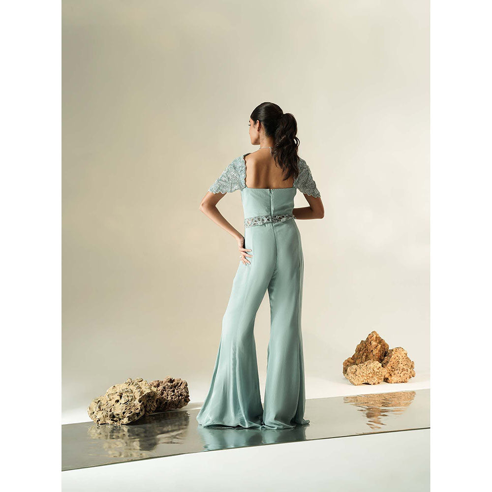 Muskan Aggarwal Pastel Blue Embroidered Jumpsuit