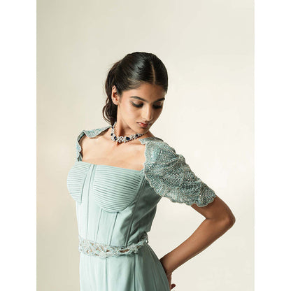 Muskan Aggarwal Pastel Blue Embroidered Jumpsuit