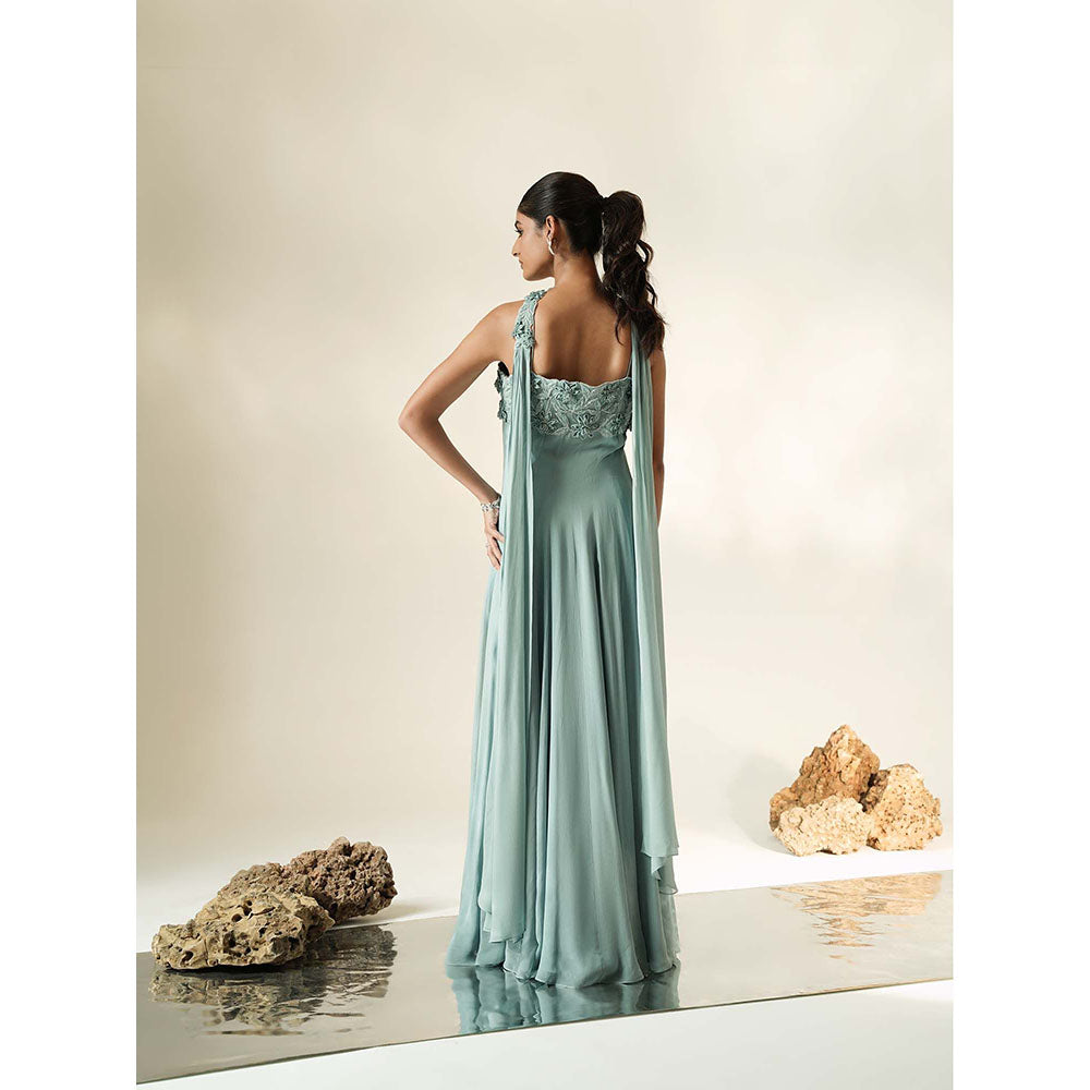 Muskan Aggarwal Pastel Blue Long Dress with Sleek Dupatta