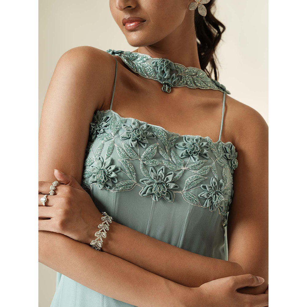 Muskan Aggarwal Pastel Blue Long Dress with Sleek Dupatta