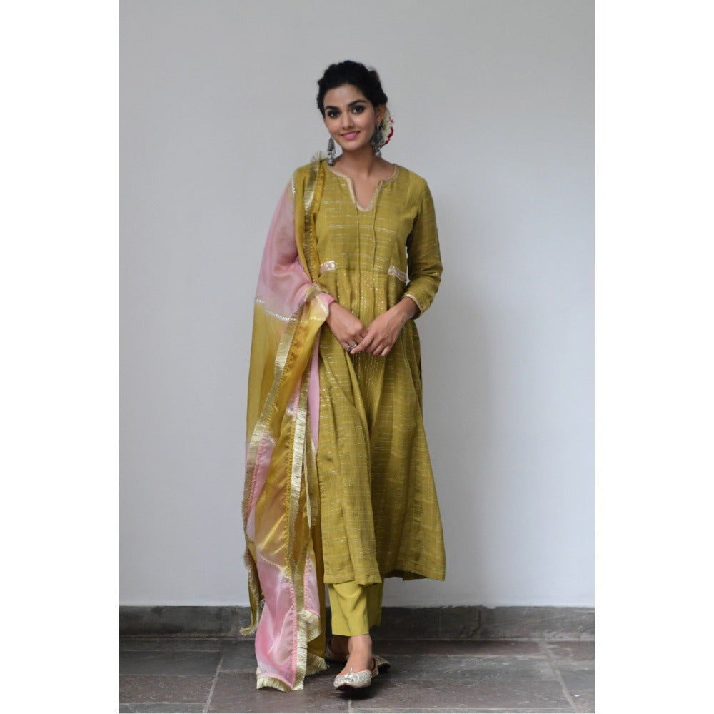 Myaara Olive Lehariya Set (Set of 3)