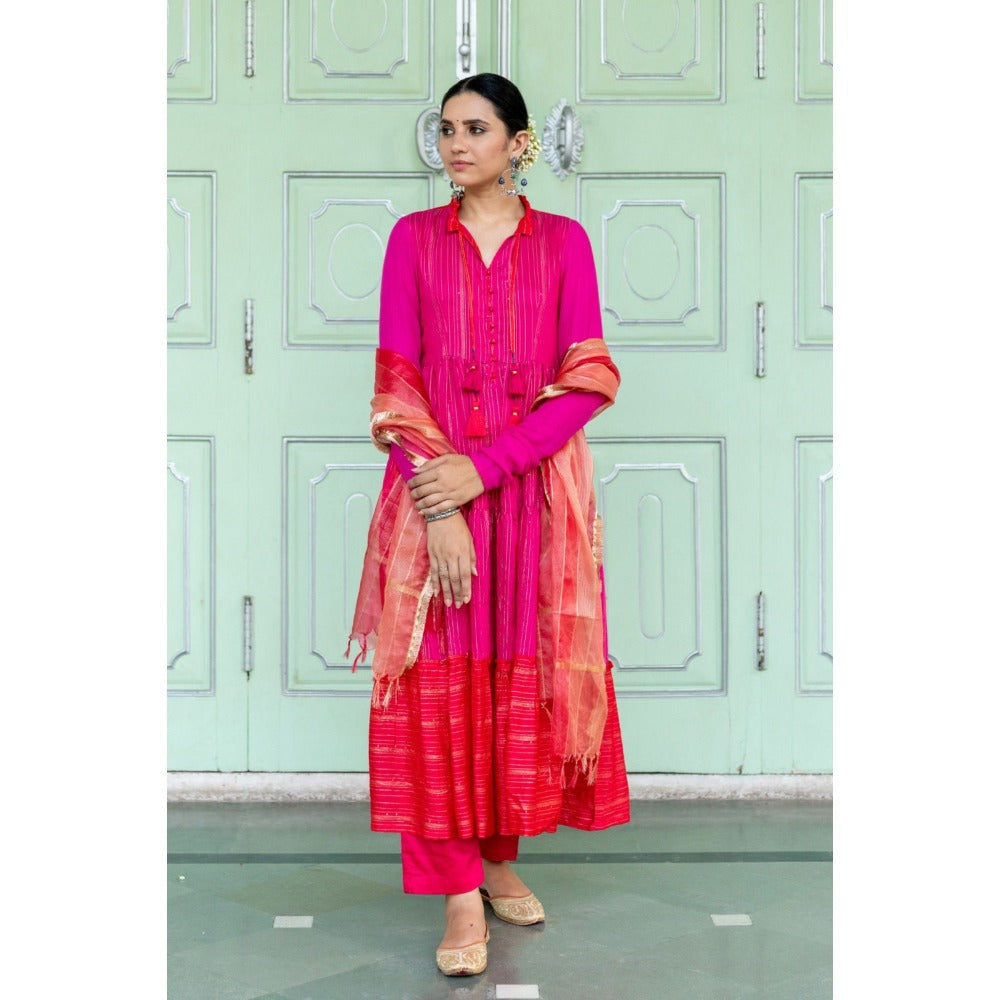 Myaara Bougainvillea Anarkali Set (Set of 3)