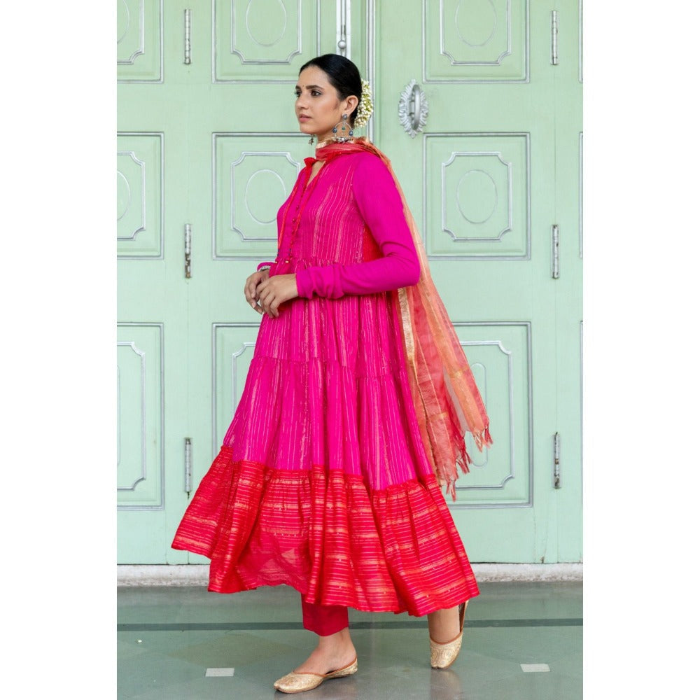 Myaara Bougainvillea Anarkali Set (Set of 3)