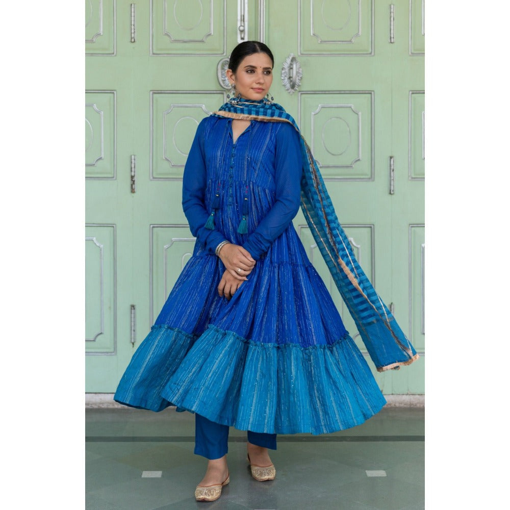 Myaara Bunphool Anarkali Set (Set of 3)