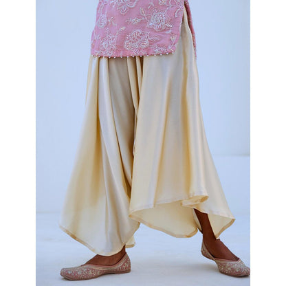 Myaara Soft Pink Embroidered Tissue Kurta with Pant Organza Dupatta (Set of 3)