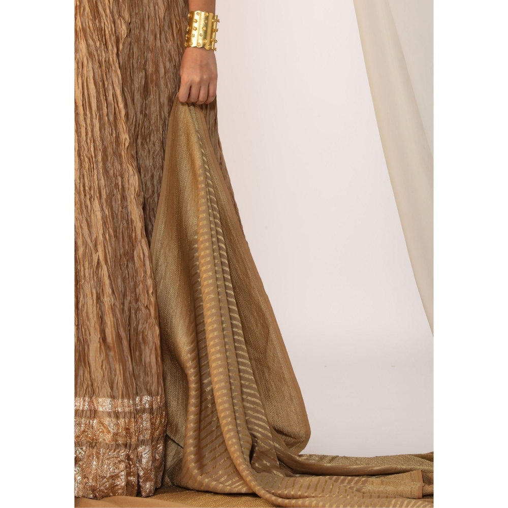 Myoho Jacquard Waistcoat Paired with Crushed Skirt & Dupatta (Set of 3)