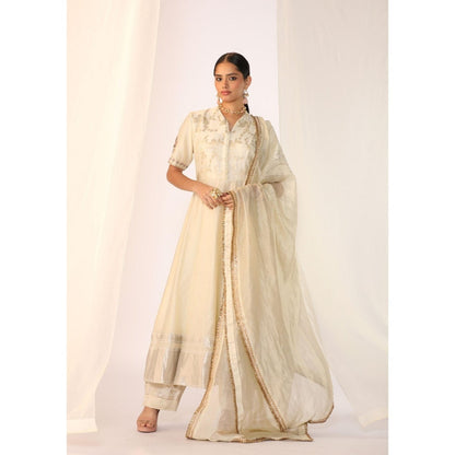 Myoho Hand Work Embroidery Silk Anarkali Kurta with Pant & Dupatta (Set of 3)