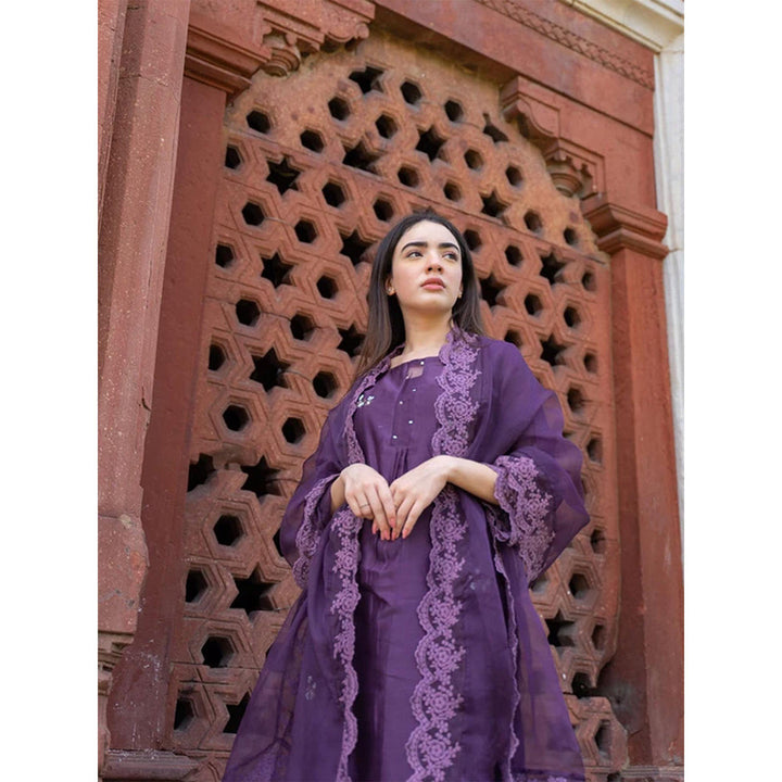 NAAZ BY NOOR Classic Purple EnsembleaÂ Kurta With Pant & Dupatta (Set of 3)