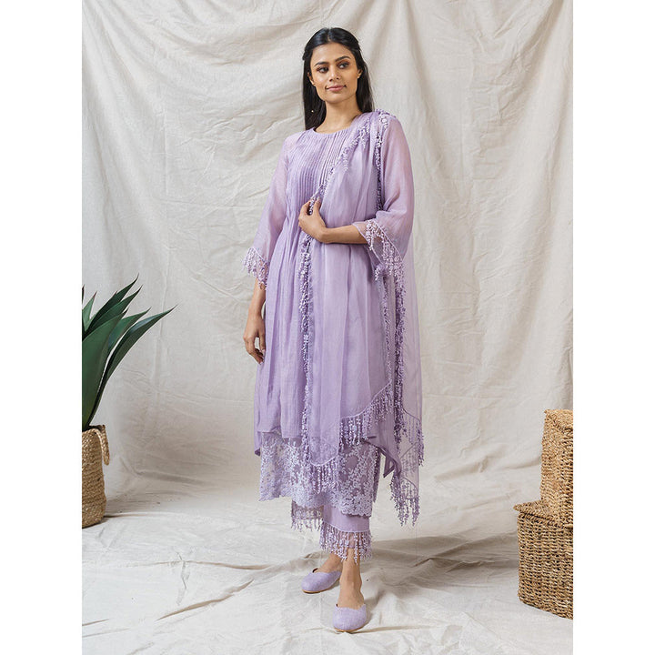 NAAZ BY NOOR Lilac Nile Ensemble Kurta With Pant & Dupatta (Set of 3)