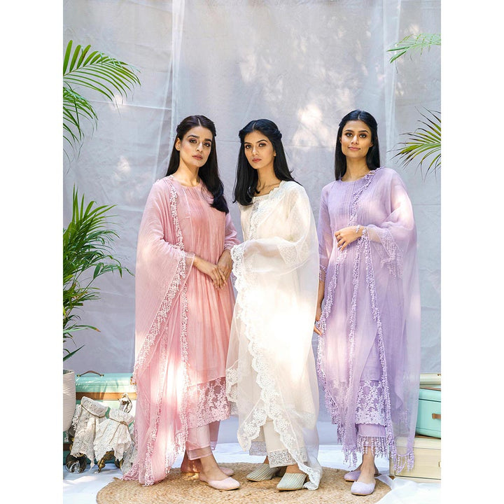 NAAZ BY NOOR Lilac Nile Ensemble Kurta With Pant & Dupatta (Set of 3)