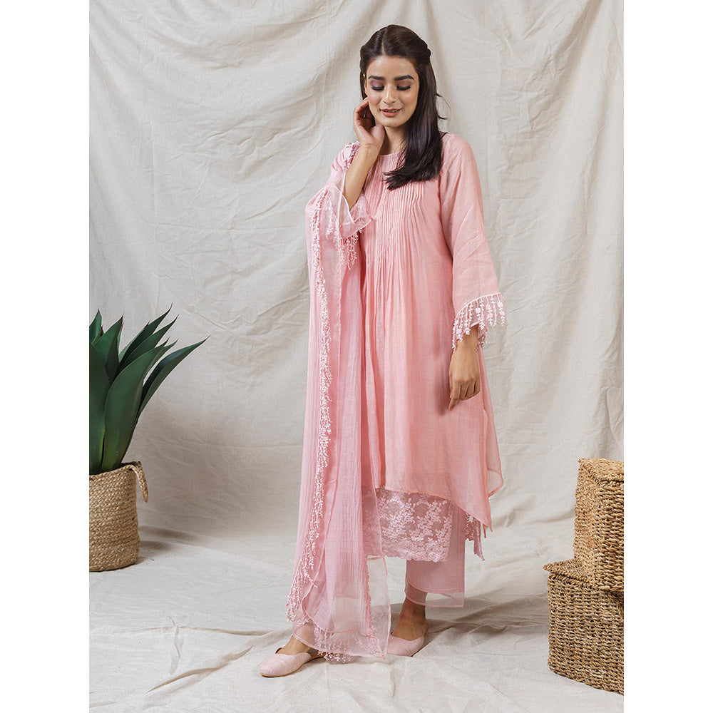 NAAZ BY NOOR Blush Pink Ensemble Kurta With Pant And Dupatta (Set of 3)