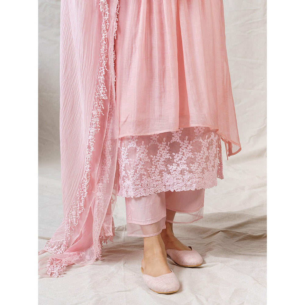 NAAZ BY NOOR Blush Pink Ensemble Kurta With Pant And Dupatta (Set of 3)