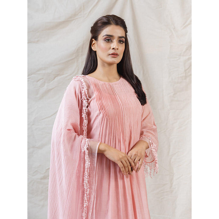 NAAZ BY NOOR Blush Pink Ensemble Kurta With Pant And Dupatta (Set of 3)