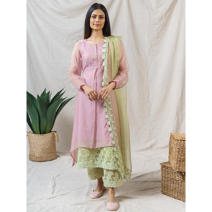 NAAZ BY NOOR Lavender And Mint Green Ensemble Kurta With Pant And Dupatta (Set of 3)