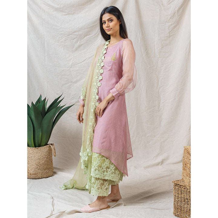 NAAZ BY NOOR Lavender And Mint Green Ensemble Kurta With Pant And Dupatta (Set of 3)