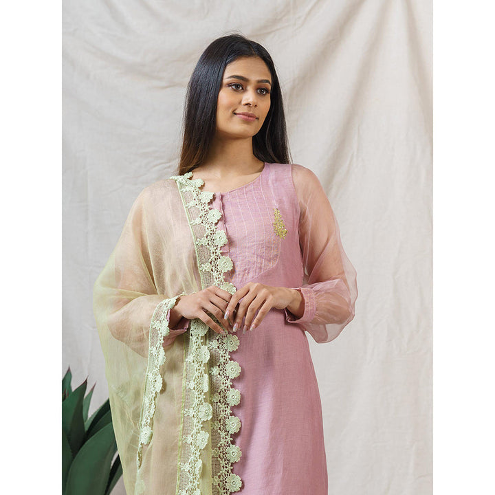 NAAZ BY NOOR Lavender And Mint Green Ensemble Kurta With Pant And Dupatta (Set of 3)