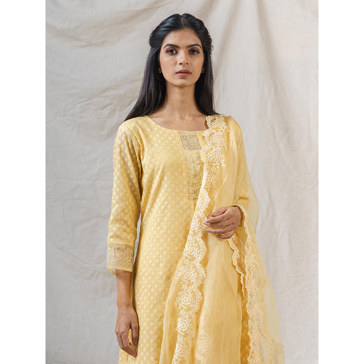 NAAZ BY NOOR Iris Yellow Ensemble Kurta With Pant And Dupatta (Set of 3)