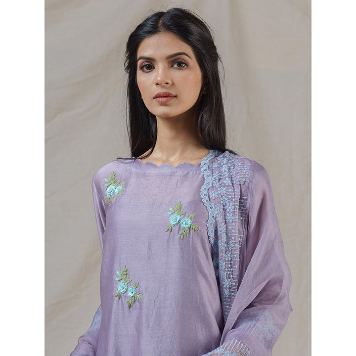 NAAZ BY NOOR Opal Lavender Ensemble Kurta With Pant And Dupatta (Set of 3)