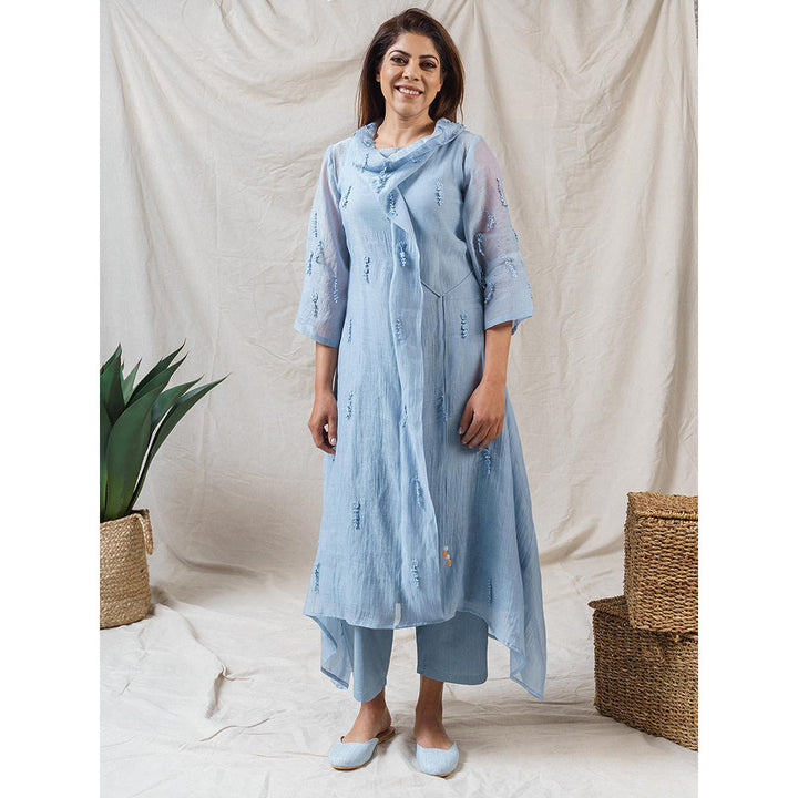 NAAZ BY NOOR Frost Blue Ensemble Kurta With Pant (Set of 2)