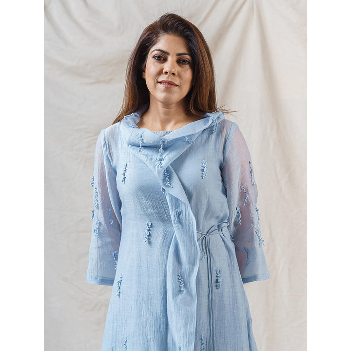 NAAZ BY NOOR Frost Blue Ensemble Kurta With Pant (Set of 2)