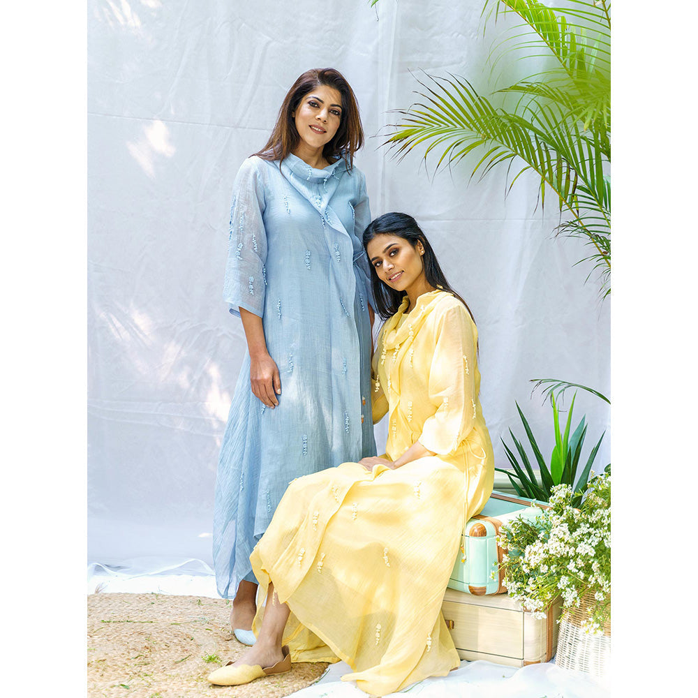 NAAZ BY NOOR Frost Blue Ensemble Kurta With Pant (Set of 2)