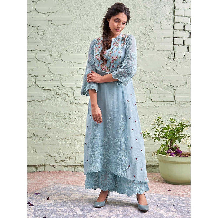 NAAZ BY NOOR Jamun Ki Tokri Neeli Kurta Set - (Set of 3)