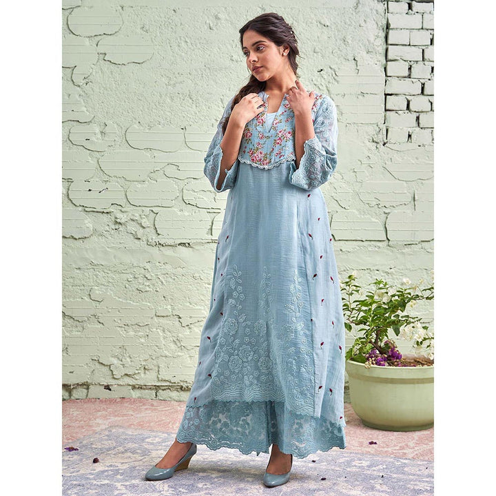 NAAZ BY NOOR Jamun Ki Tokri Neeli Kurta Set - (Set of 3)