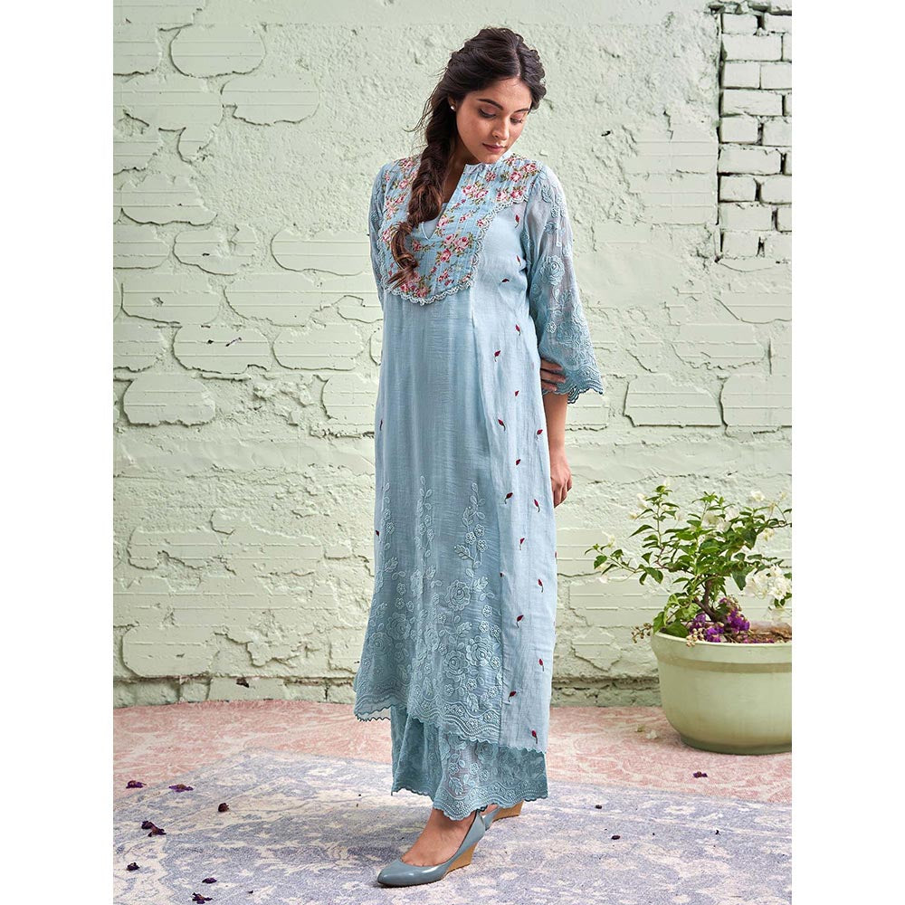 NAAZ BY NOOR Jamun Ki Tokri Neeli Kurta Set - (Set of 3)