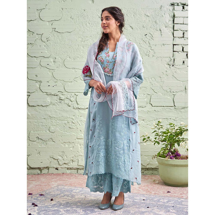 NAAZ BY NOOR Jamun Ki Tokri Neeli Kurta Set - (Set of 3)