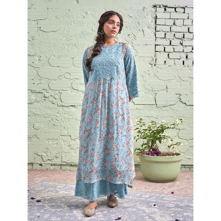 NAAZ BY NOOR Jamun Ki Tokri Neeli Kurta Set - (Set of 3)