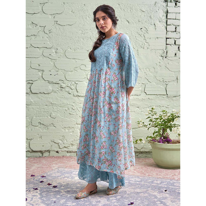 NAAZ BY NOOR Jamun Ki Tokri Neeli Kurta Set - (Set of 3)